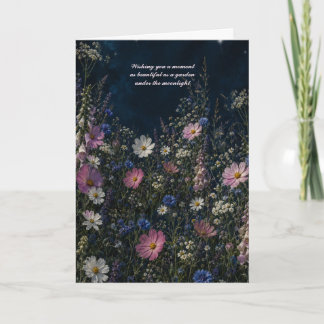 Natt Kosmos Mörk Vildblomma Blommig Hälsning Kort