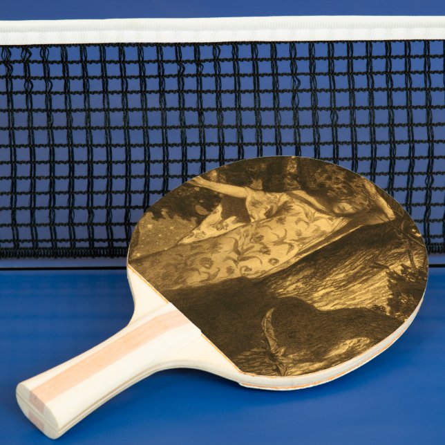 Natt Kvinna Så hemsökt Månsken Väktare Pingisracket (Insitu)