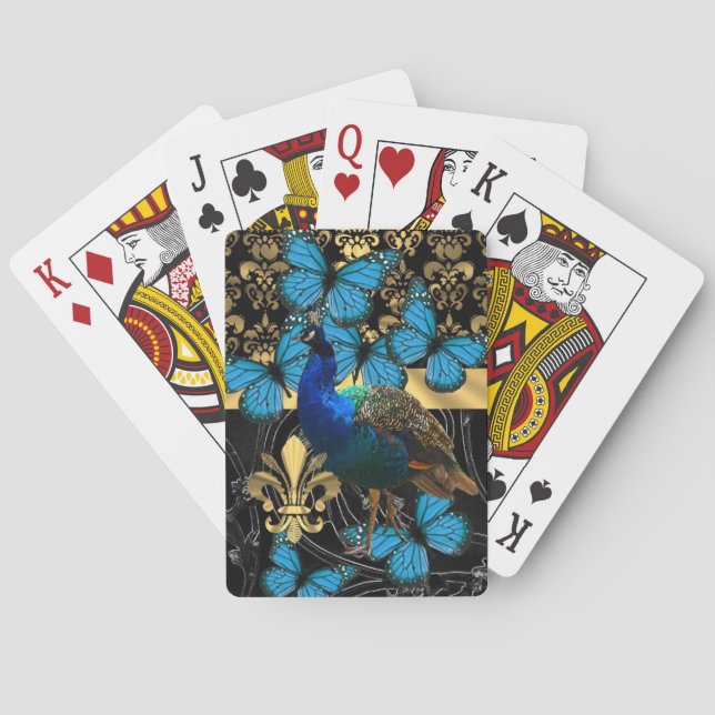 Nätt kvinnlig påfågeldesign spel kort (Baksidan)