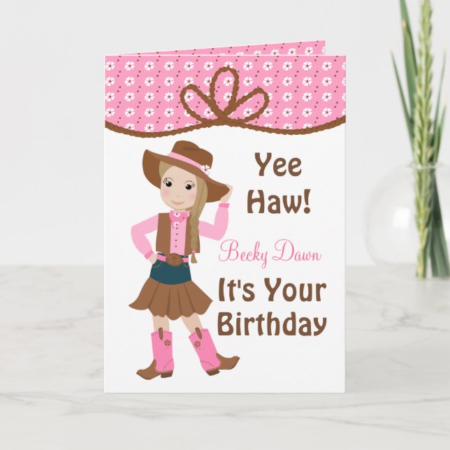 Nätt Lil Cowgirl Kort (Framsida)