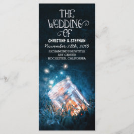 Natt ljus fireflies Mason burk bröllopsprogram Program