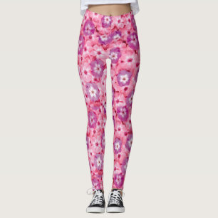 Nätt magentafärgad rosa Phloxblommönster Leggings