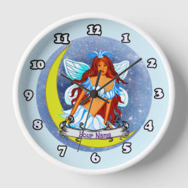 Natt Månfe Rund Klocka