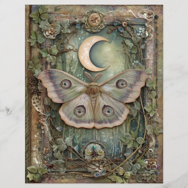 Natt Månskärm Junk Journal Scrapbook Papper (Framsida)