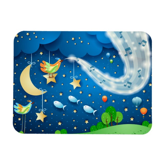 Natt med musik och fåglar magnet (Horisontell)