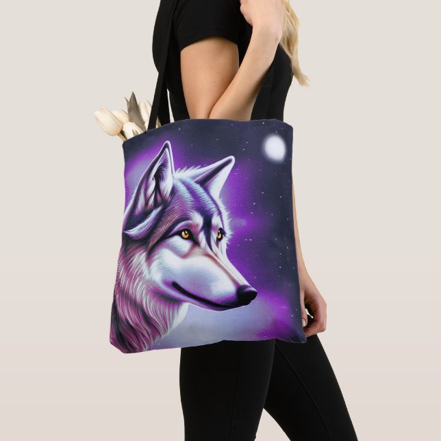 Natt Mystical Varg Tote Bag Tygkasse (Närbild)