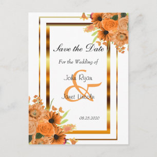 Nätt orange blommor - spara datera meddelande vykort