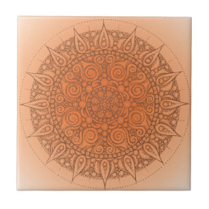 Nätt orange orientalisk design kakelplatta