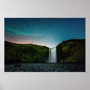 Natt på Skógafoss Poster