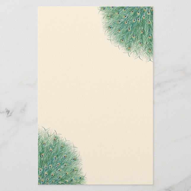 Nätt påfågelfjädrar brevpapper (Framsida)