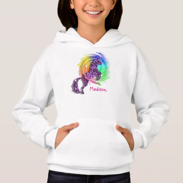 Nätt personlig för fantasiregnbågeUnicorn T-shirt (Framsida)