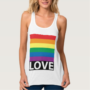 Nätt regnbågekärlek, pride, LGBT, firar kärlek Linne Med Racerback