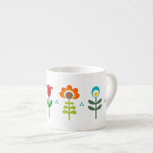 Nätt Retro folkblommor Espressomugg