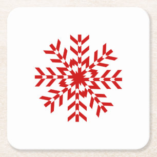 Nätt röd julSnowflake Underlägg Papper Kvadrat
