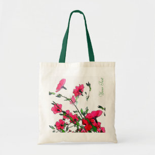Nätt röda rosa blom- Customizeable hänger lös Tygkasse