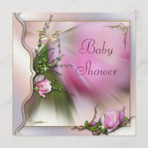 Nätt rosa baby shower för Magnoliafjärilsgnistra Inbjudningar