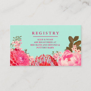 Nätt rosa blom- bröllopregistreringskort tilläggskort