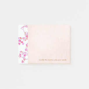 Nätt rosa blom- knoppgren post-it block