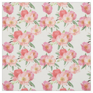 Nätt rosa blommavattenfärgträdgård tyg