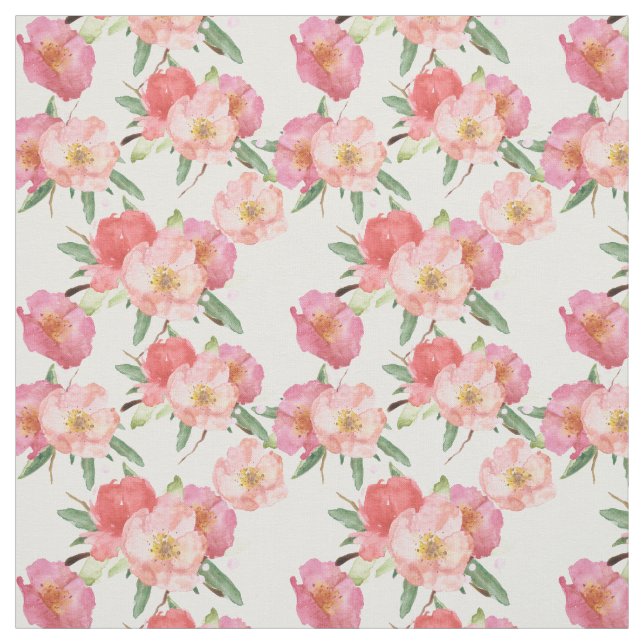 Nätt rosa blommavattenfärgträdgård tyg (Provkarta)