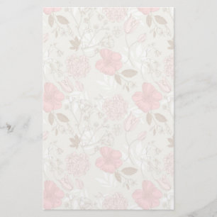 Nätt rosa blommigt brevpapper