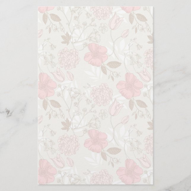 Nätt rosa blommigt brevpapper (Framsida)