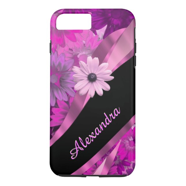 Nätt rosa blommönster för personlig Case-Mate iPhone skal (Baksida)
