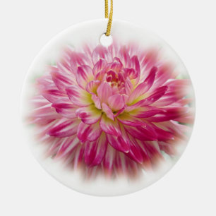 Nätt rosa Dahliajulprydnad Julgransprydnad Keramik