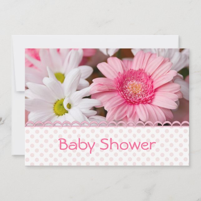 Nätt rosa daisybaby showerinbjudan inbjudningar (Framsida)