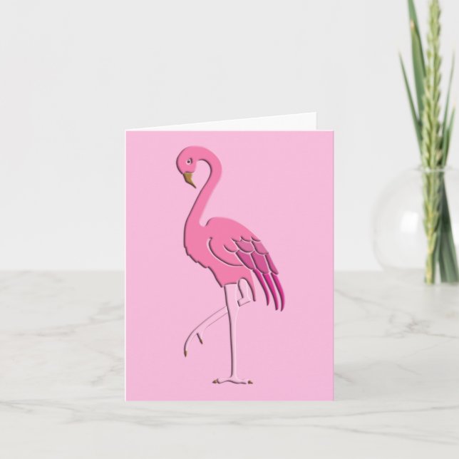 Nätt rosa flamingo kort (Framsida)