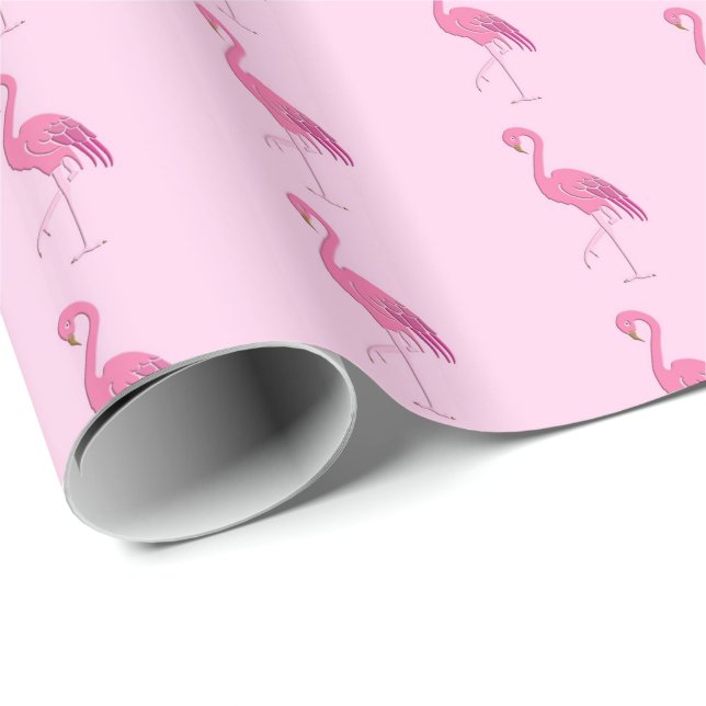 Nätt rosa flamingo presentpapper (Rullad Hörn)