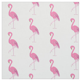 Nätt rosa flamingo, vitbakgrund tyg