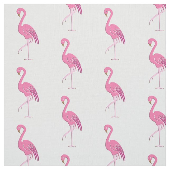 Nätt rosa flamingo, vitbakgrund tyg (Provkarta)