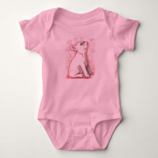 Nätt rosa fransk bulldoggbebisbodysuit tröja