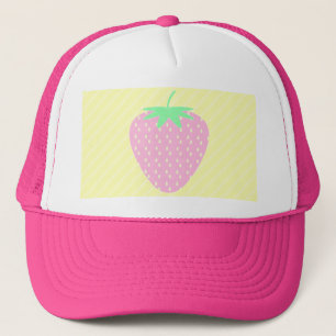 Nätt rosa jordgubbe på gula Stripes. Keps