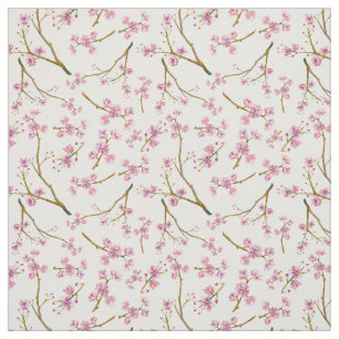 Nätt rosa körsbärsrött blommarvattenfärgmönster tyg