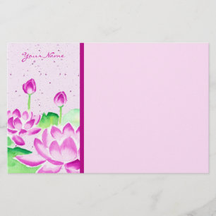 Nätt rosa lotusblommavattenfärg som målar Washi Brevpapper