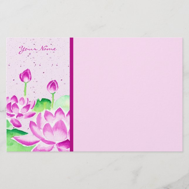 Nätt rosa lotusblommavattenfärg som målar Washi Brevpapper (Framsida)