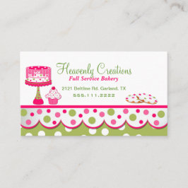 Nätt rosa- och gröntbagerivisitkort visitkort