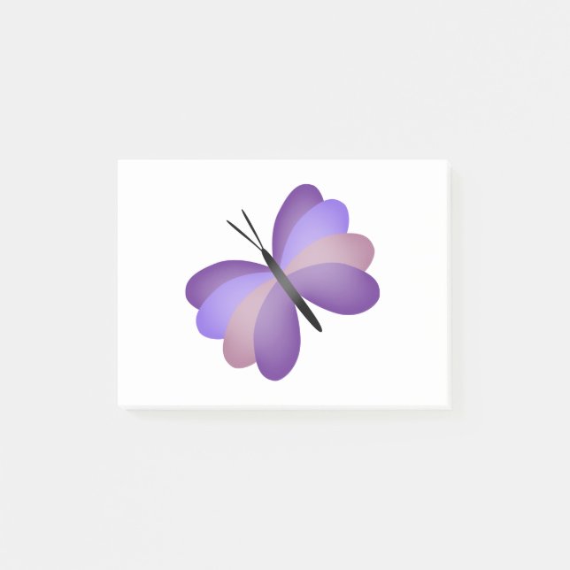 Nätt rosa- och lilafjäril post-it block (Framsida)