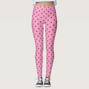 Nätt rosa och svart polka dots leggings
