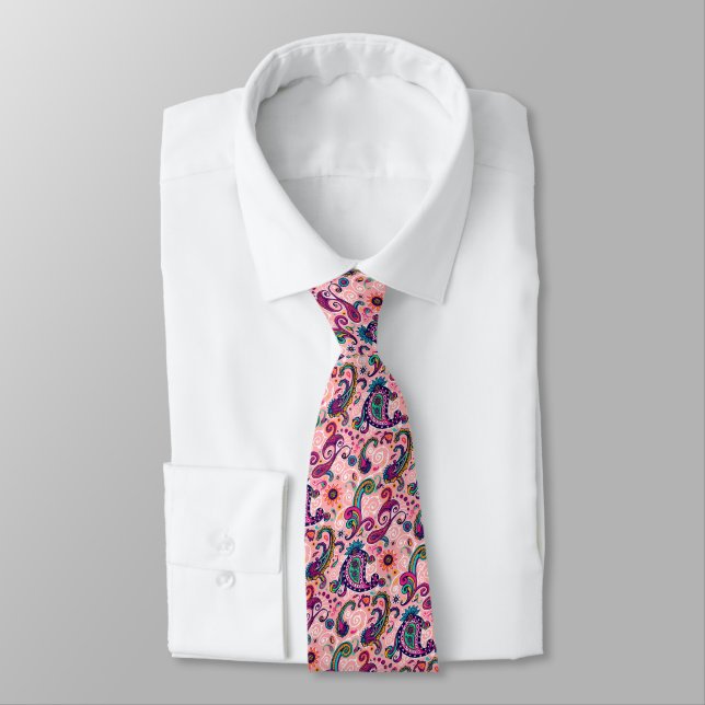 Nätt rosa Paisley mönster Slips (Bunden)