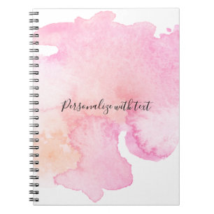 Nätt rosa persikavattenfärg anteckningsbok med spiral