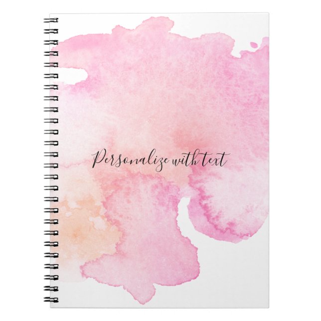 Nätt rosa persikavattenfärg anteckningsbok med spiral (Framsidan)