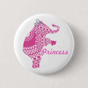 Nätt rosa Princess Elefant Knäppas Förse med m Knapp