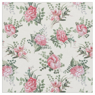 Nätt rosa romantikerblommor och Ferns Tyg