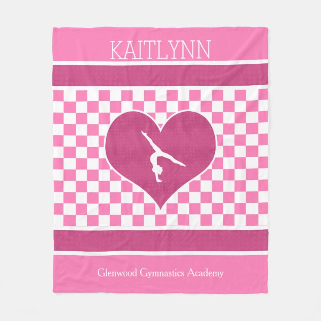 Nätt rosa rutig gymnastik med monogramen fleecefilt (Framsidan)