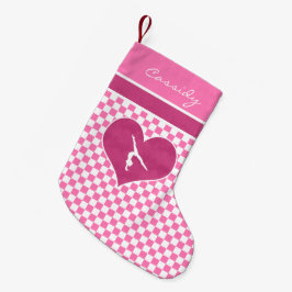 Nätt rosa rutig gymnastik med monogramen liten julstrumpa