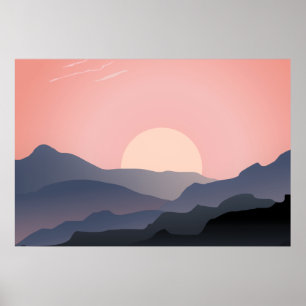 Nätt rosa soluppgång poster