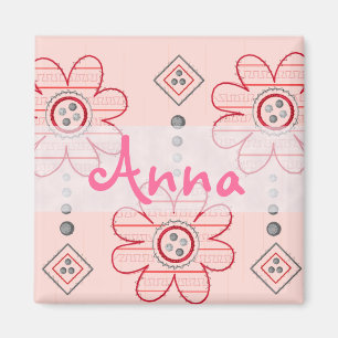 Nätt rosa väggblommadesign magnet
